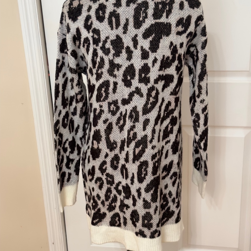 BB DAKOTA Leopard Print Open Front Cardigan Sweater S - Picture 6 of 9